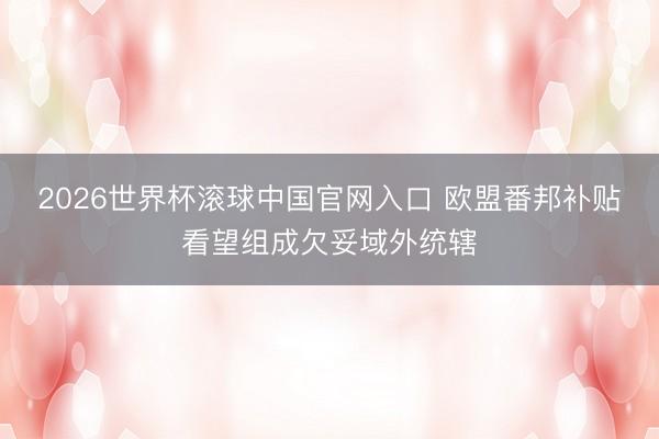 2026世界杯滚球中国官网入口 欧盟番邦补贴看望组成欠妥域外统辖