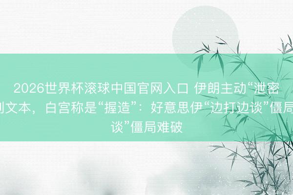 2026世界杯滚球中国官网入口 伊朗主动“泄密”谈判文本，白宫称是“握造”：好意思伊“边打边谈”僵局难破