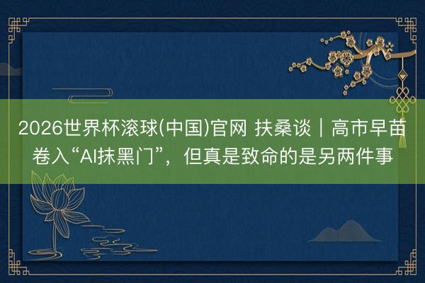 2026世界杯滚球(中国)官网 扶桑谈｜高市早苗卷入“AI抹黑门”，但真是致命的是另两件事