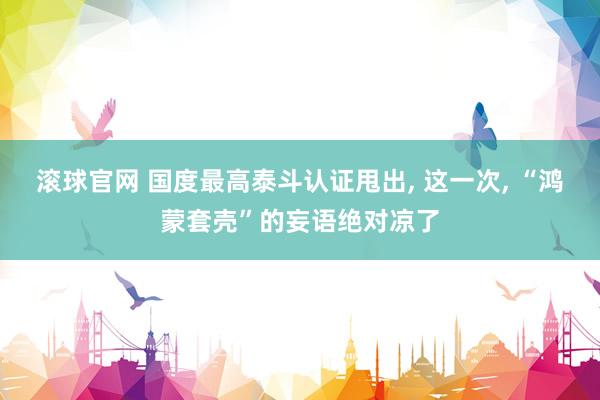 滚球官网 国度最高泰斗认证甩出， 这一次， “鸿蒙套壳”的妄语绝对凉了